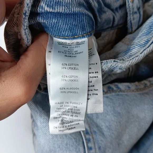 Good American Good '90s Jeans Womens Size 8/29 Blue Destroyed Denim Straight Leg - Picture 12 of 13